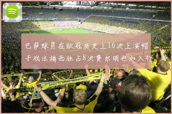 巴萨球员在欧冠历史上16次上演帽子戏法梅西独占8次费尔明也加入行列